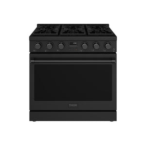 36 Inch Gas Range in Matte Black - Contemporary Professional