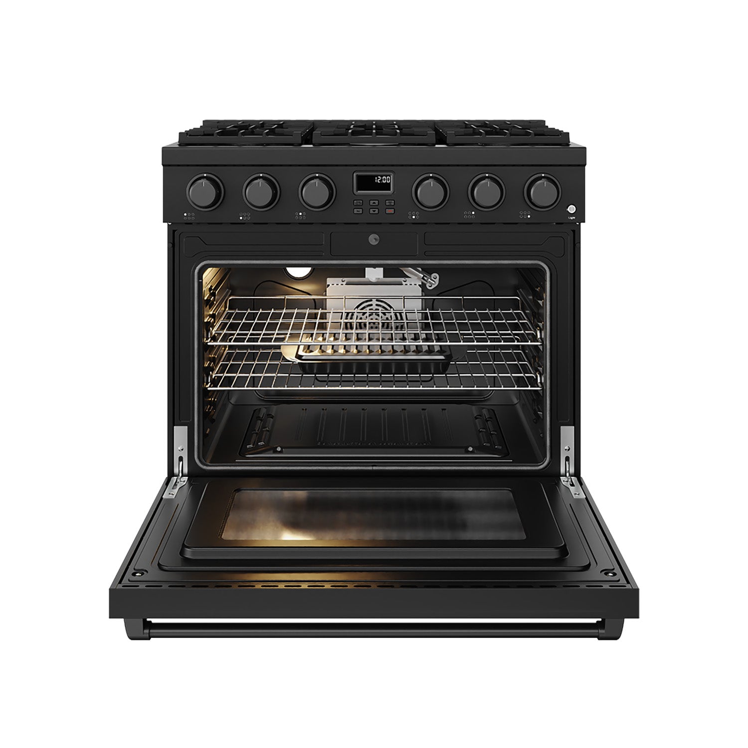 36 Inch Liquid Propane Range in Matte Black - Contemporary Professional