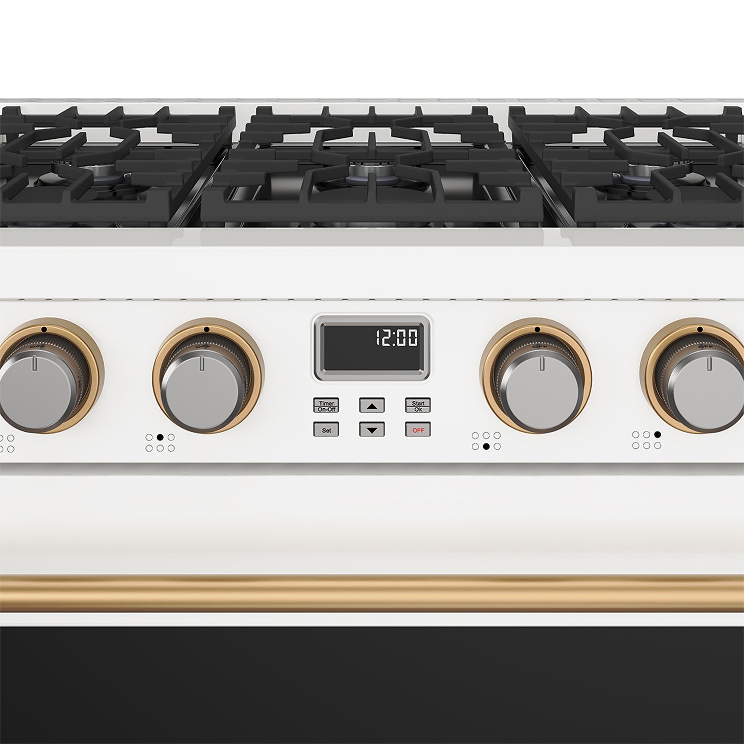 36 Inch Gas Range in White and Bronze- Contemporary Professional
