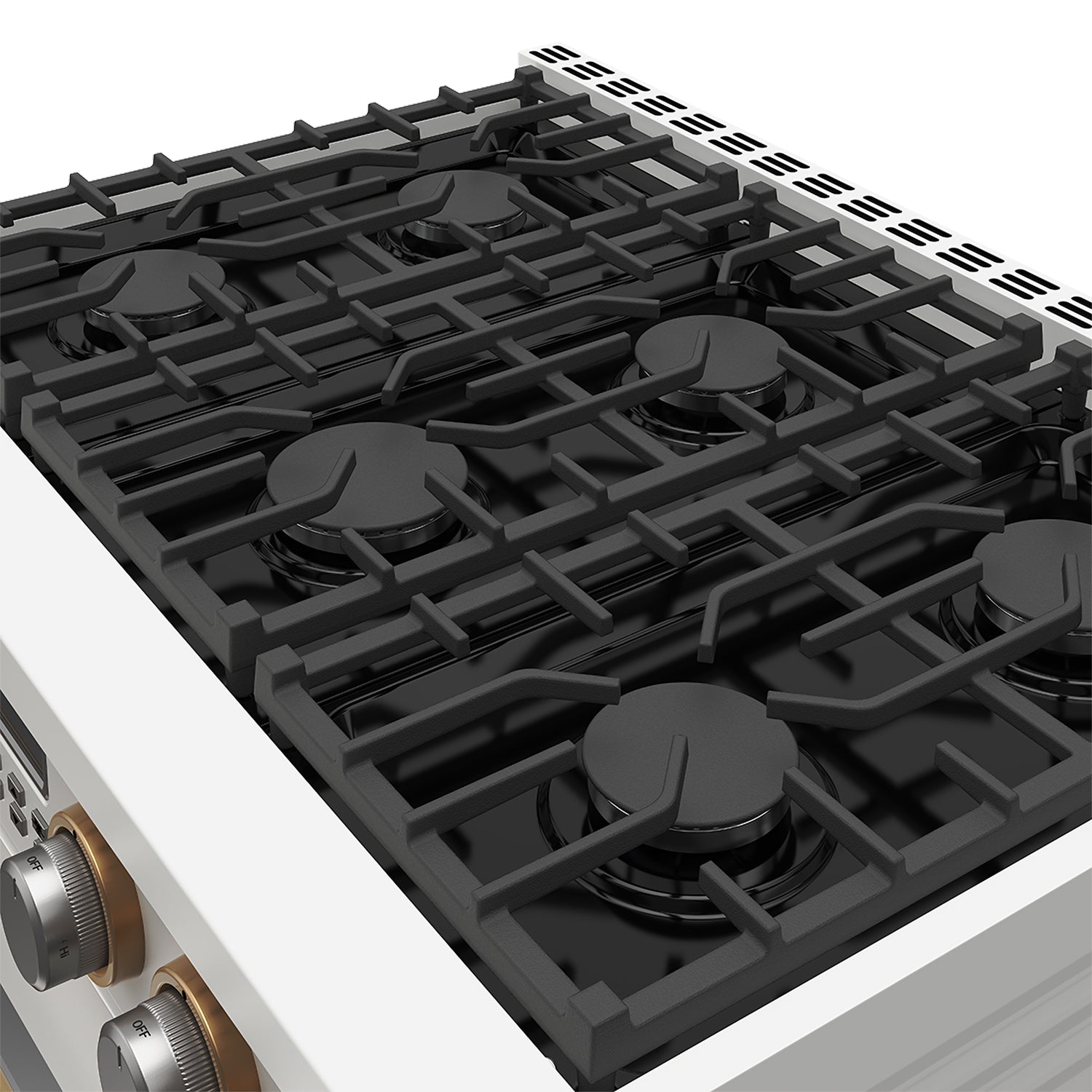 36 Inch Gas Range in White and Bronze- Contemporary Professional