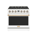 36 Inch Liquid Propane Range in White and Bronze- Contemporary Professional