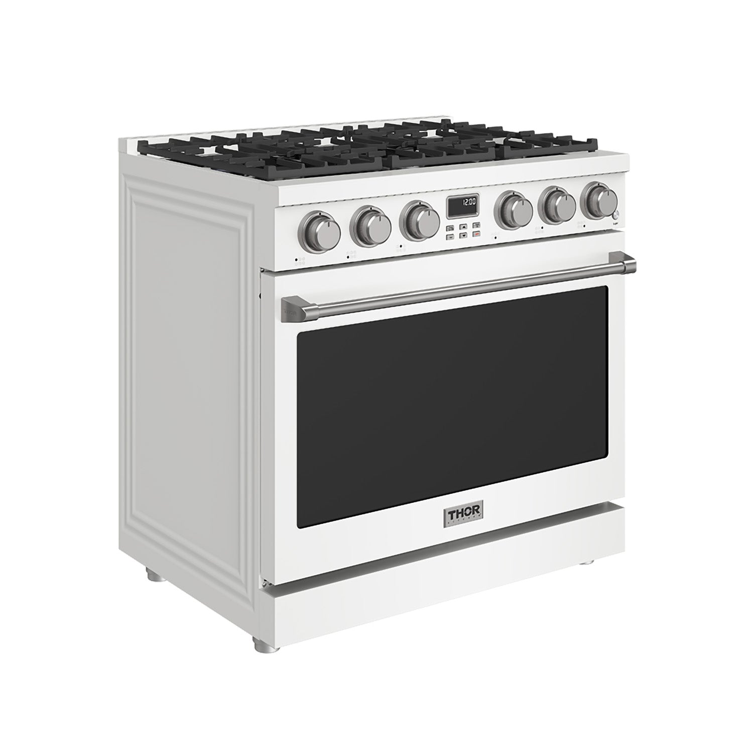 36 Inch Gas Range in White - Contemporary Professional