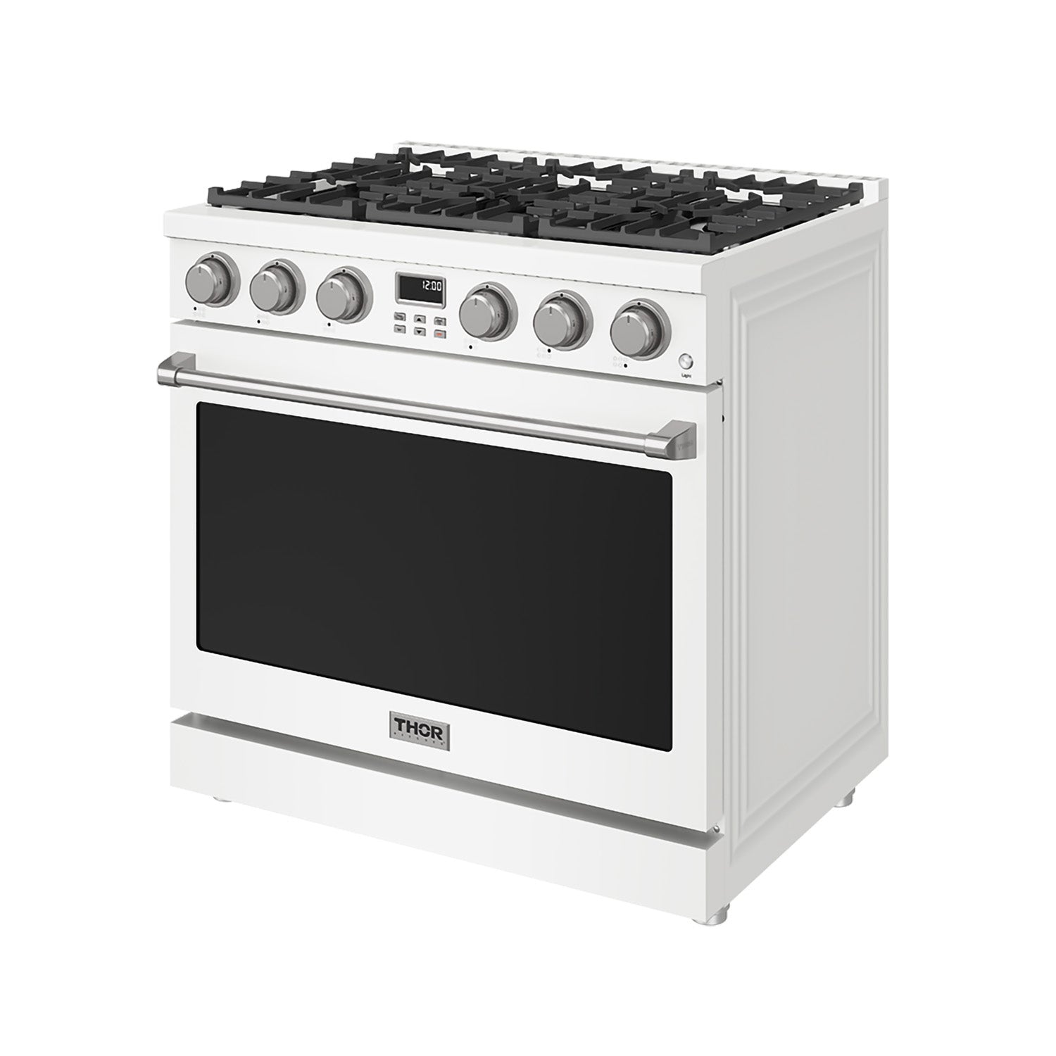 36 Inch Gas Range in White - Contemporary Professional
