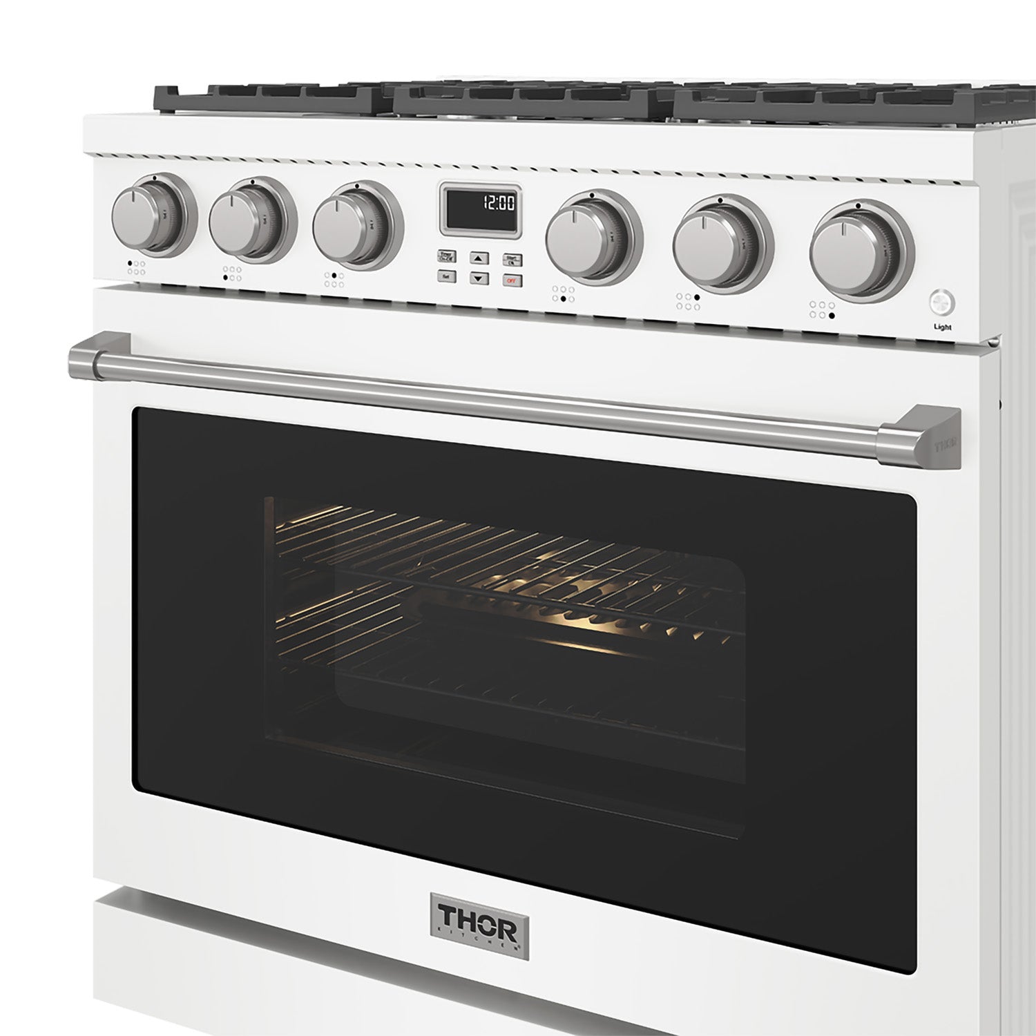 36 Inch Gas Range in White - Contemporary Professional