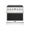 36 Inch Gas Range in White - Contemporary Professional