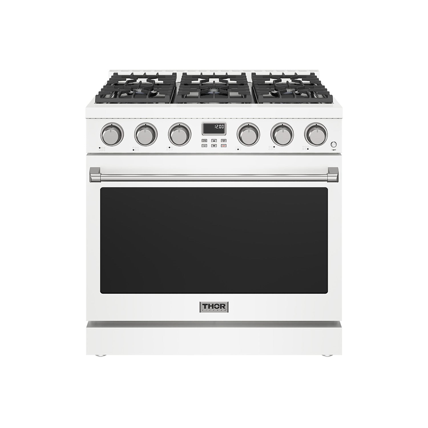 36-Inch Gas Range in White - Contemporary Professional