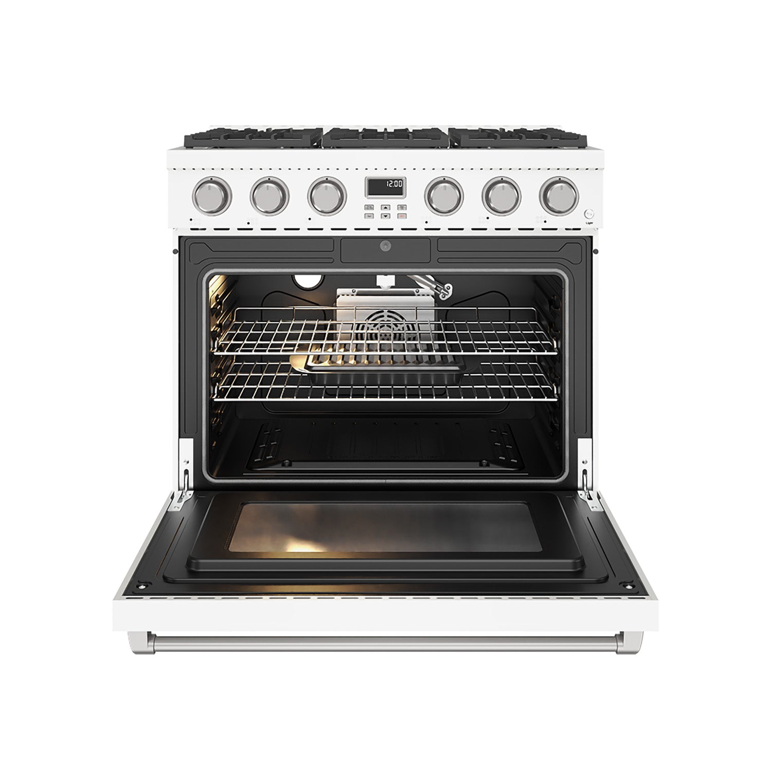 36 Inch Gas Range in White - Contemporary Professional