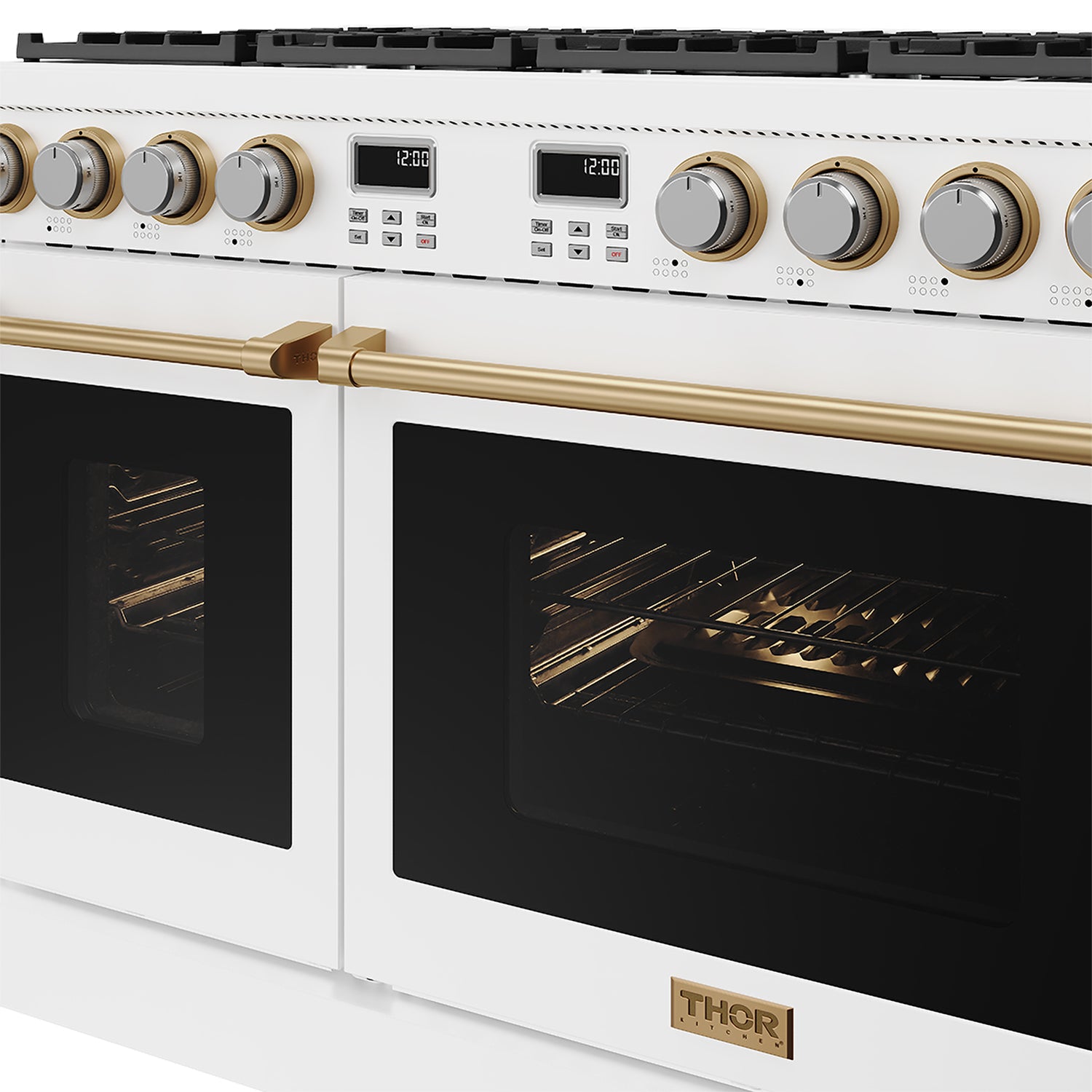 48 Inch Contemporary Professional Gas Range in White/Bronze