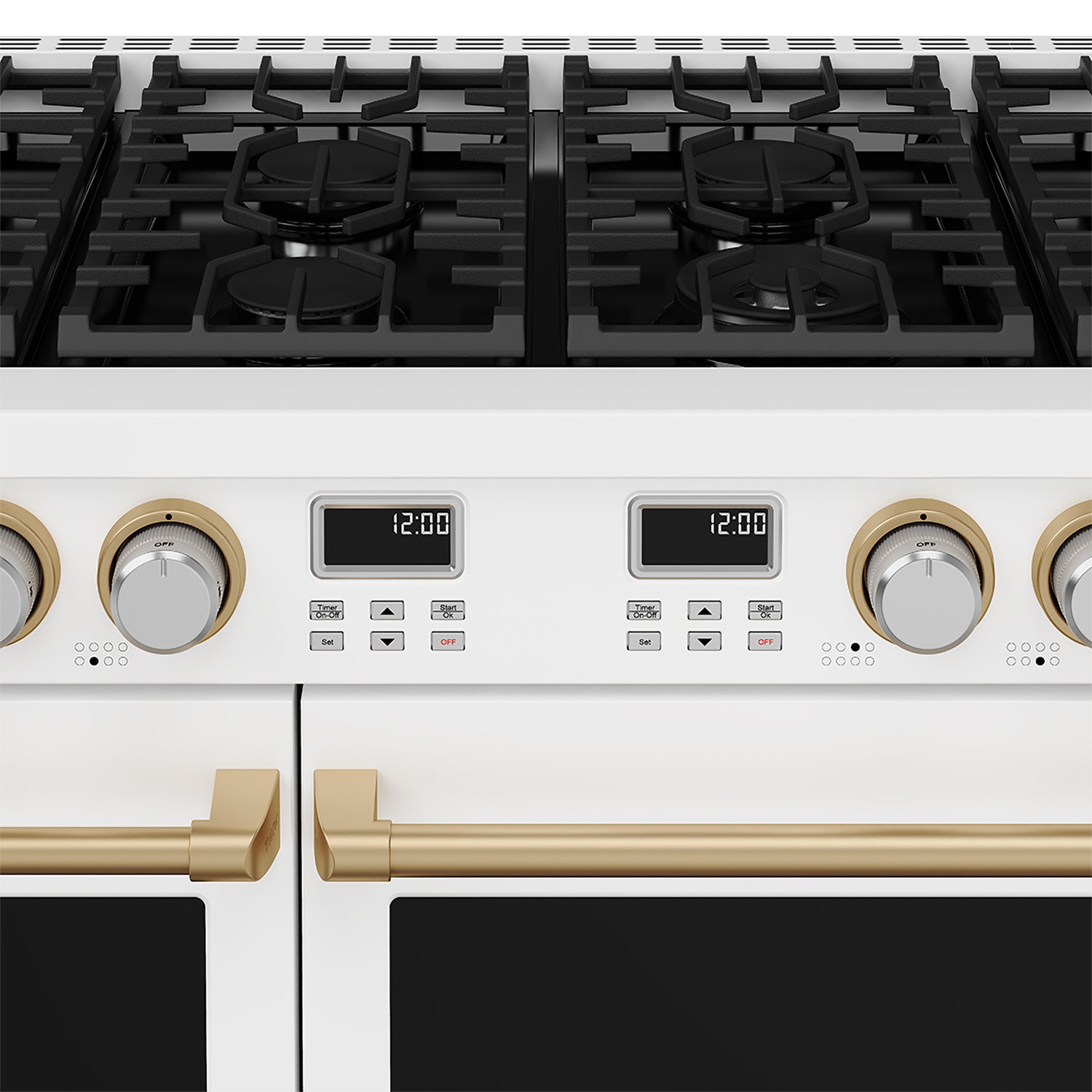 48 Inch Contemporary Professional Gas Range in White/Bronze