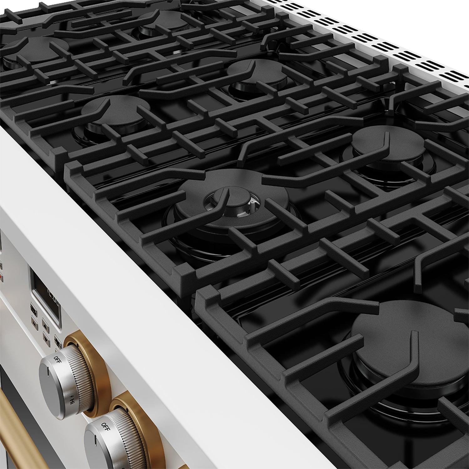 48 Inch Contemporary Professional Gas Range in White/Bronze