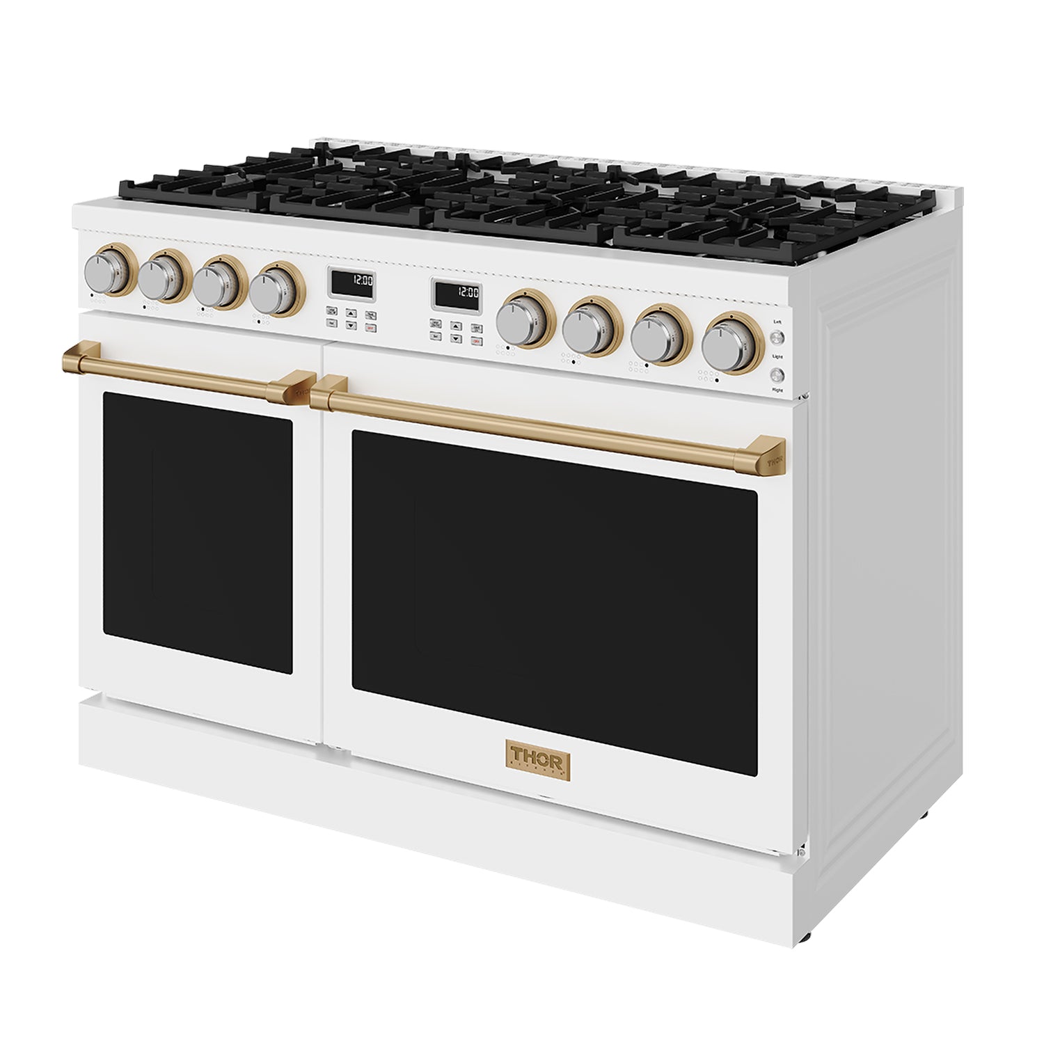 48 Inch Contemporary Professional Gas Range in White/Bronze
