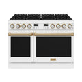 48 Inch Contemporary Professional Gas Range in White/Bronze
