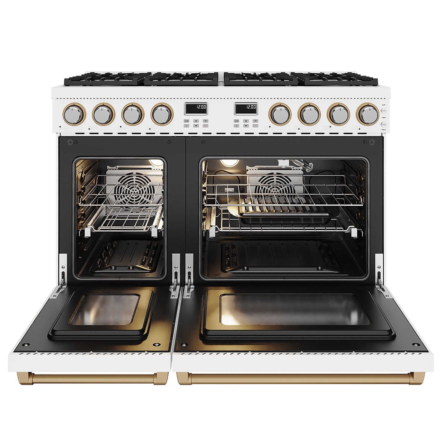 48 Inch Contemporary Professional Gas Range in White/Bronze