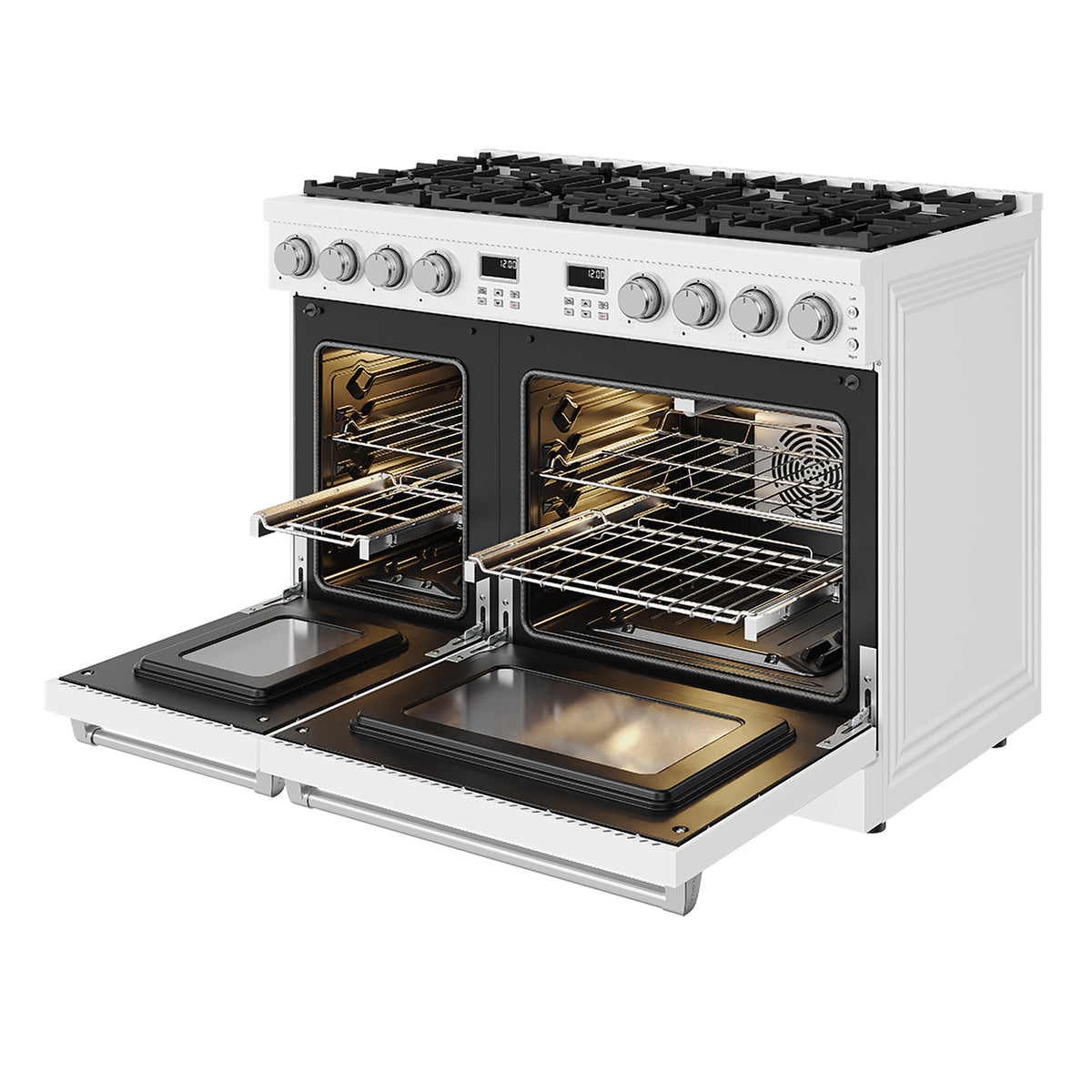 48 Inch Contemporary Professional Gas Range in White