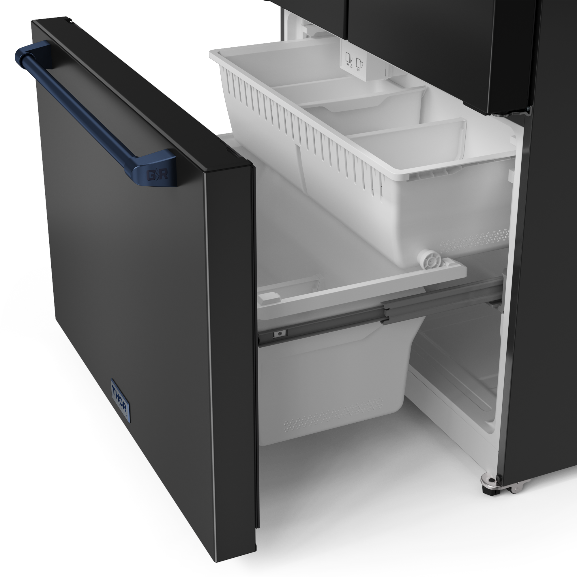 36 Inch 20.3 cu ft French Door Counter Depth Refrigerator with Ice Maker in Black/Navy Blue | Gordon Ramsay Series - RF3621CTD00-BLU