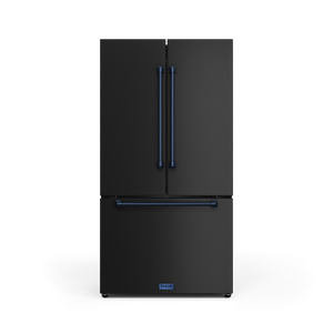 36 Inch 20.3 cu ft French Door Counter Depth Refrigerator with Ice Maker in Black/Navy Blue | Gordon Ramsay Series