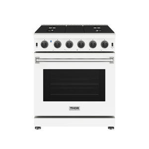 30 Inch Professional Gas Range in White