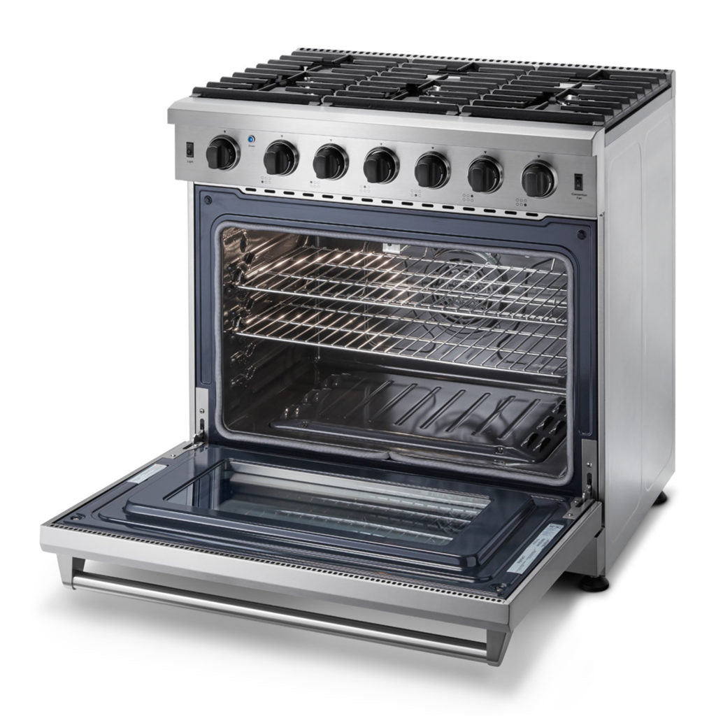 36 Inch Liquid Propane Range, 6 Burner Convection Oven - THOR Kitchen