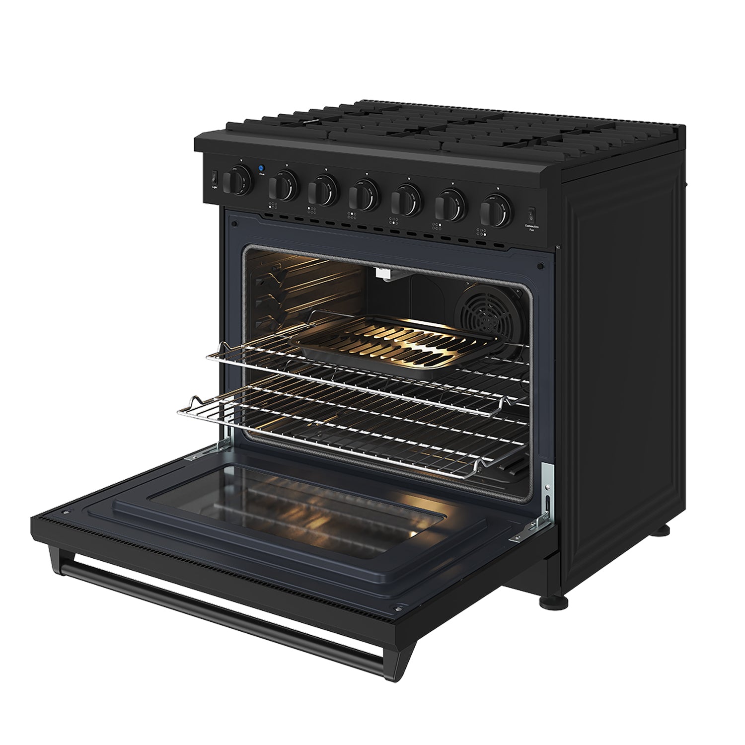 36 Inch Professional Gas Range in Black