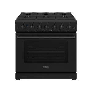 36 Inch Professional Gas Range in Black