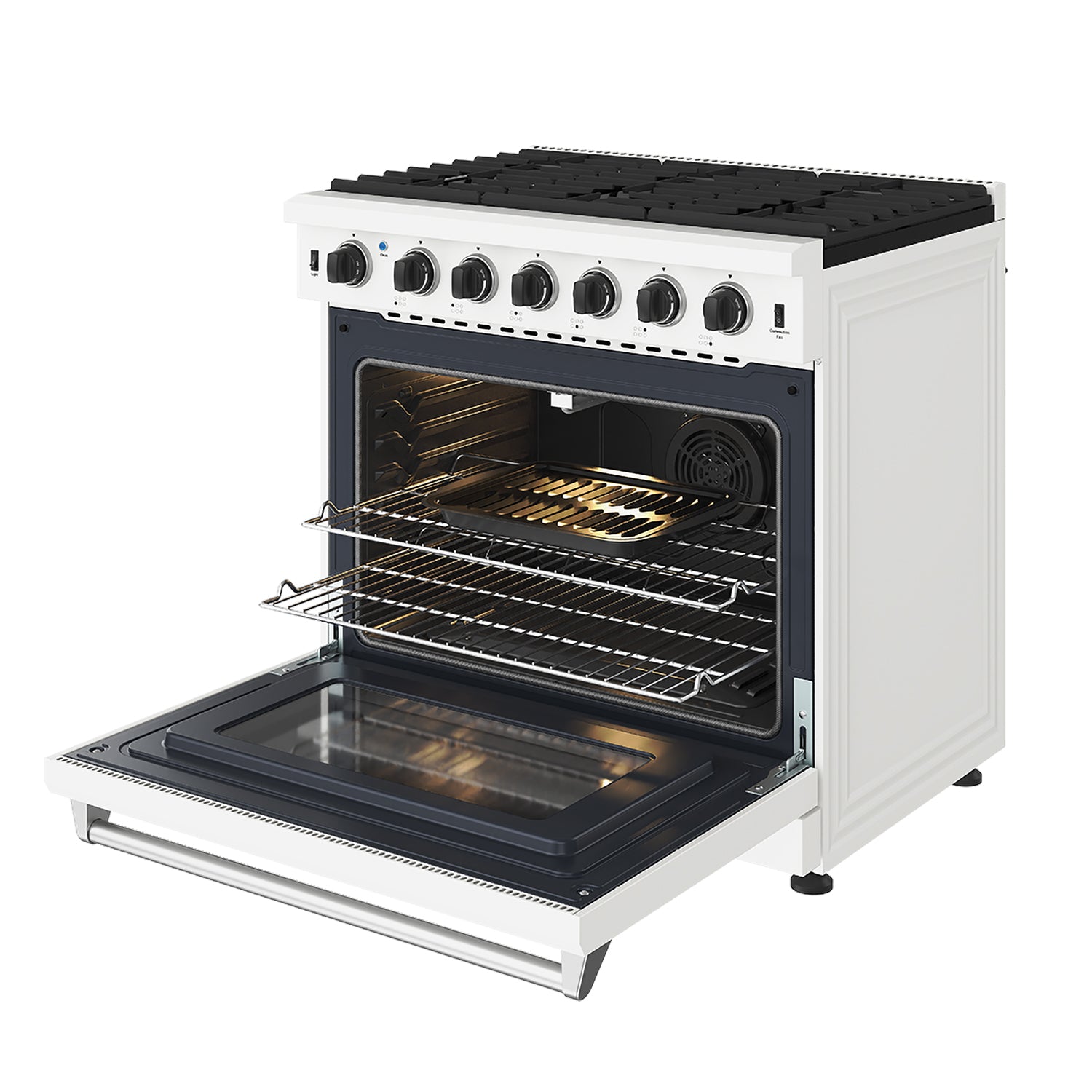 36 Inch Professional Gas Range in White