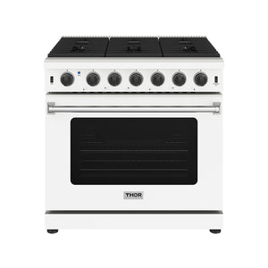 36 Inch Professional Gas Range in White