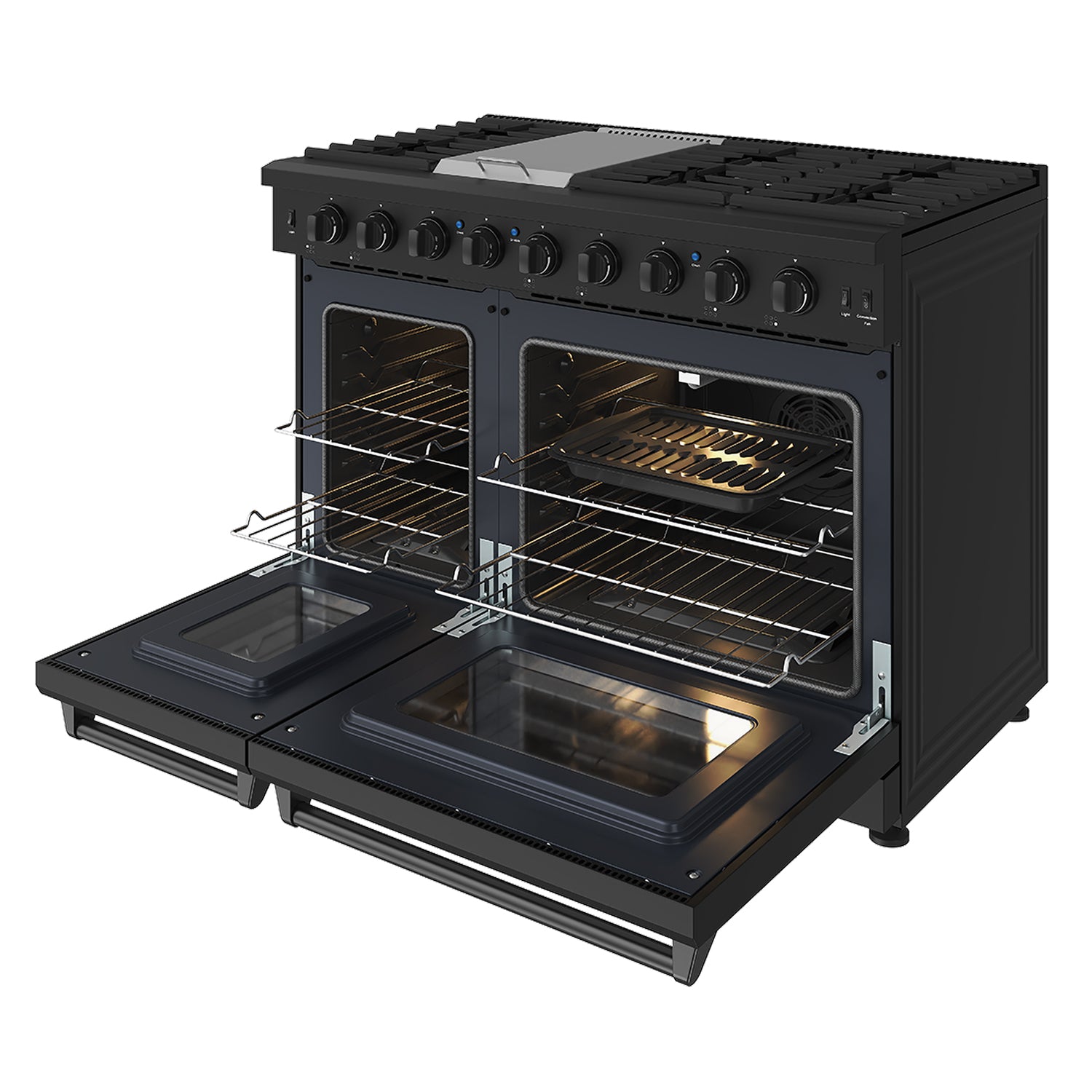 48 Inch Professional Gas Range in Black
