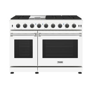 48 Inch Professional Gas Range in White