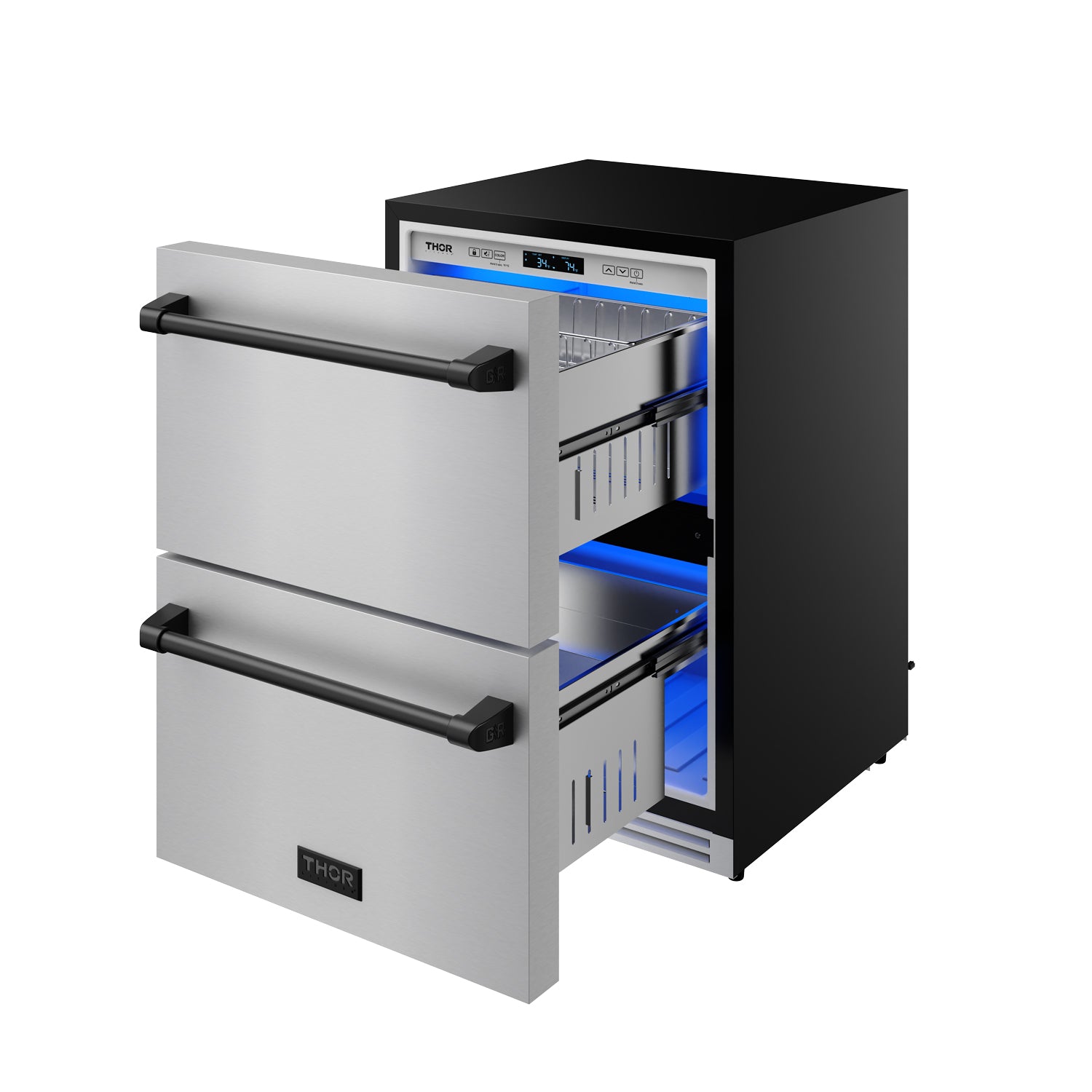 24" Undercounter Built-In or Freestanding Drawer Refrigerator – Stainless Steel/Black | Gordon Ramsay Series