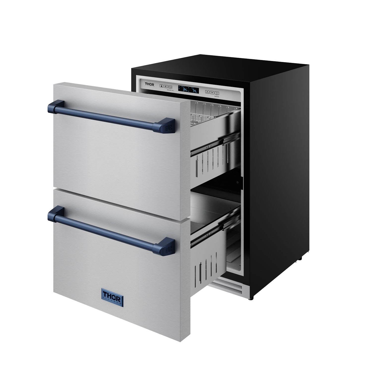 24" Undercounter Built-In or Freestanding Drawer Refrigerator – Stainless Steel/Blue | Gordon Ramsay Series