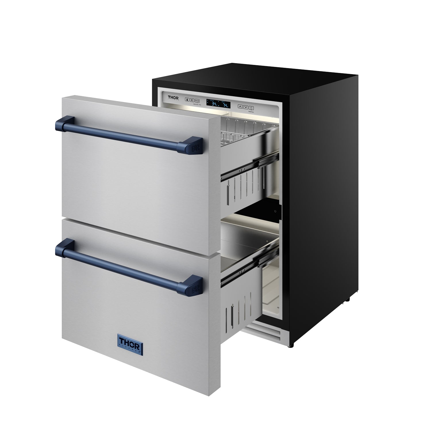 24" Undercounter Built-In or Freestanding Drawer Refrigerator – Stainless Steel/Blue | Gordon Ramsay Series