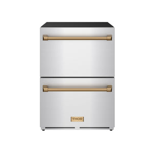 24 Inch Undercounter Built-In or Freestanding Drawer Refrigerator – Stainless Steel/Bronze | Gordon Ramsay Series
