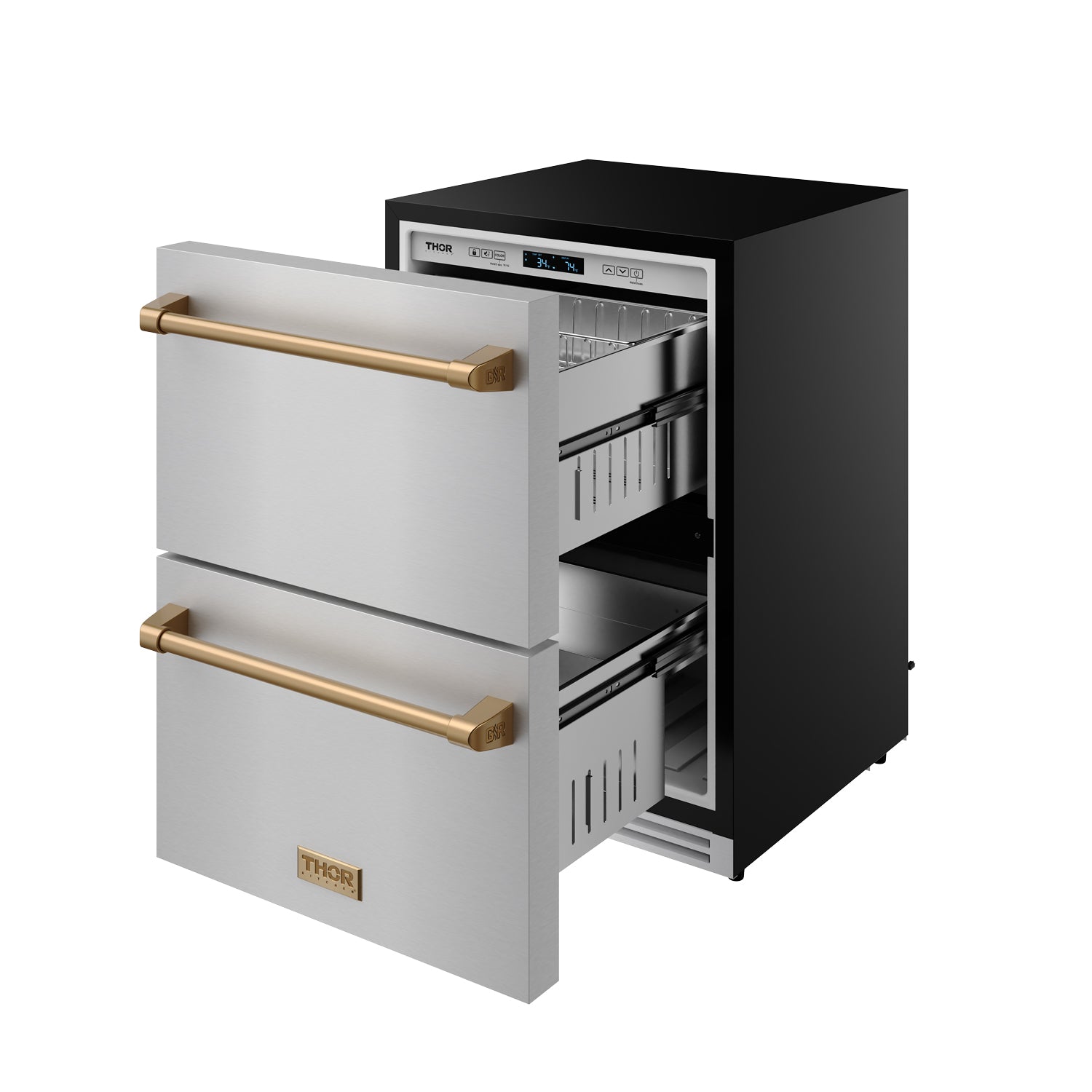 24" Undercounter Built-In or Freestanding Drawer Refrigerator – Stainless Steel/Bronze | Gordon Ramsay Series
