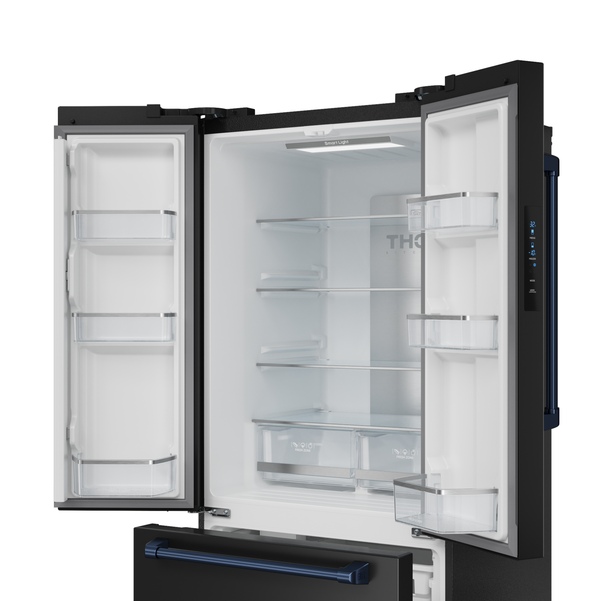 30 Inch 17.5 cu ft French Door Counter Depth Refrigerator with Ice Maker in Black/Navy Blue | Gordon Ramsay Series - RF3017FFD00-BLU