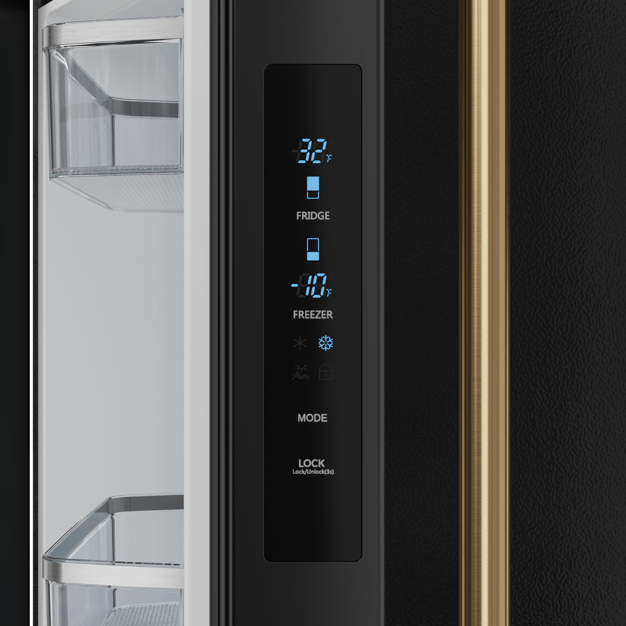 30 Inch 17.5 cu ft French Door Counter Depth Refrigerator with Ice Maker in Black/Bronze | Gordon Ramsay Series - RF3017FFD00-BRZ