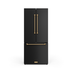 30 Inch 17.5 cu ft French Door Counter Depth Refrigerator with Ice Maker in Black/Bronze | Gordon Ramsay Series