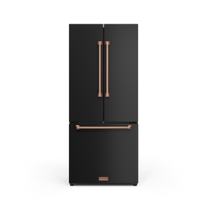 30 Inch 17.5 cu ft French Door Counter Depth Refrigerator with Ice Maker in Black/Rose Gold | Gordon Ramsay Series