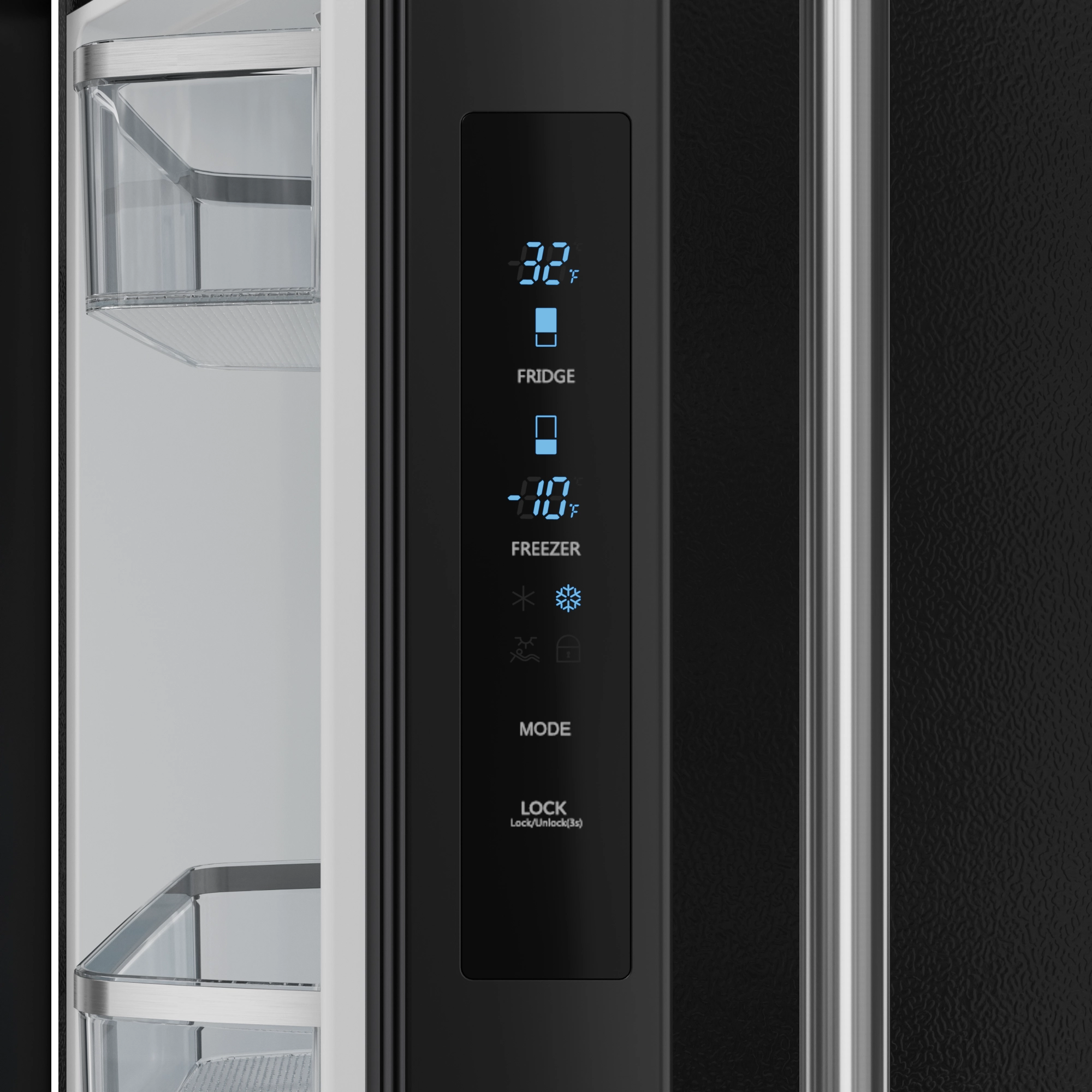 30 Inch 17.5 cu ft French Door Counter Depth Refrigerator with Ice Maker in Black/Stainless Steel | Gordon Ramsay Series - RF3017FFD00-SS