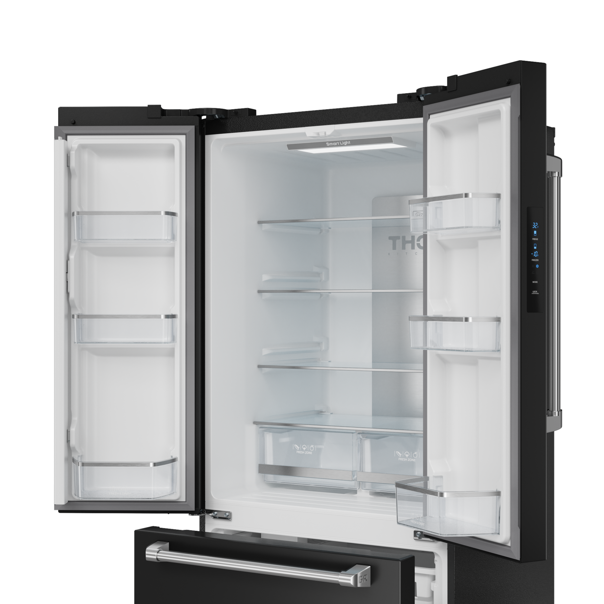 30 Inch 17.5 cu ft French Door Counter Depth Refrigerator with Ice Maker in Black/Stainless Steel | Gordon Ramsay Series - RF3017FFD00-SS