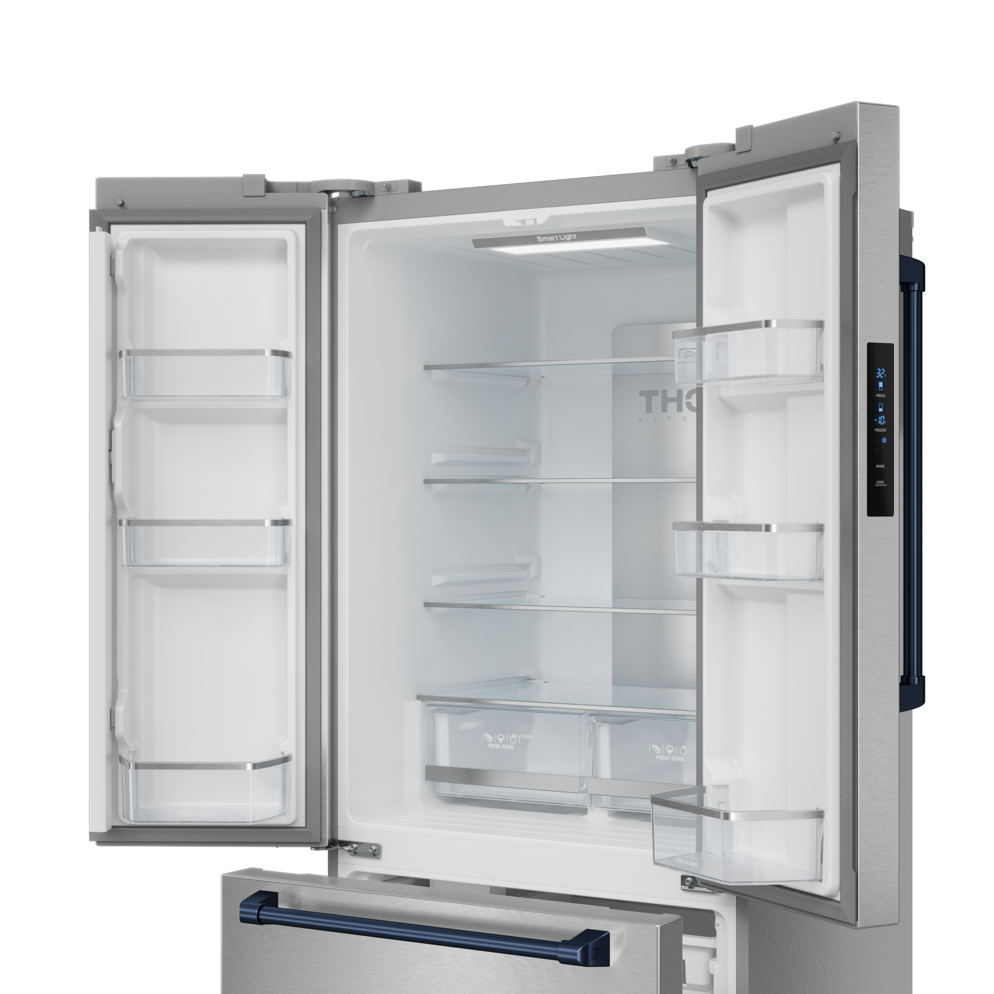 30 Inch 17.5 cu ft French Door Counter Depth Refrigerator with Ice Maker in Stainless Steel/Navy Blue | Gordon Ramsay Series – RF3017FFD99-BLU