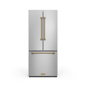 30 Inch 17.5 cu ft French Door Counter Depth Refrigerator with Ice Maker in Stainless Steel/Bronze | Gordon Ramsay Series