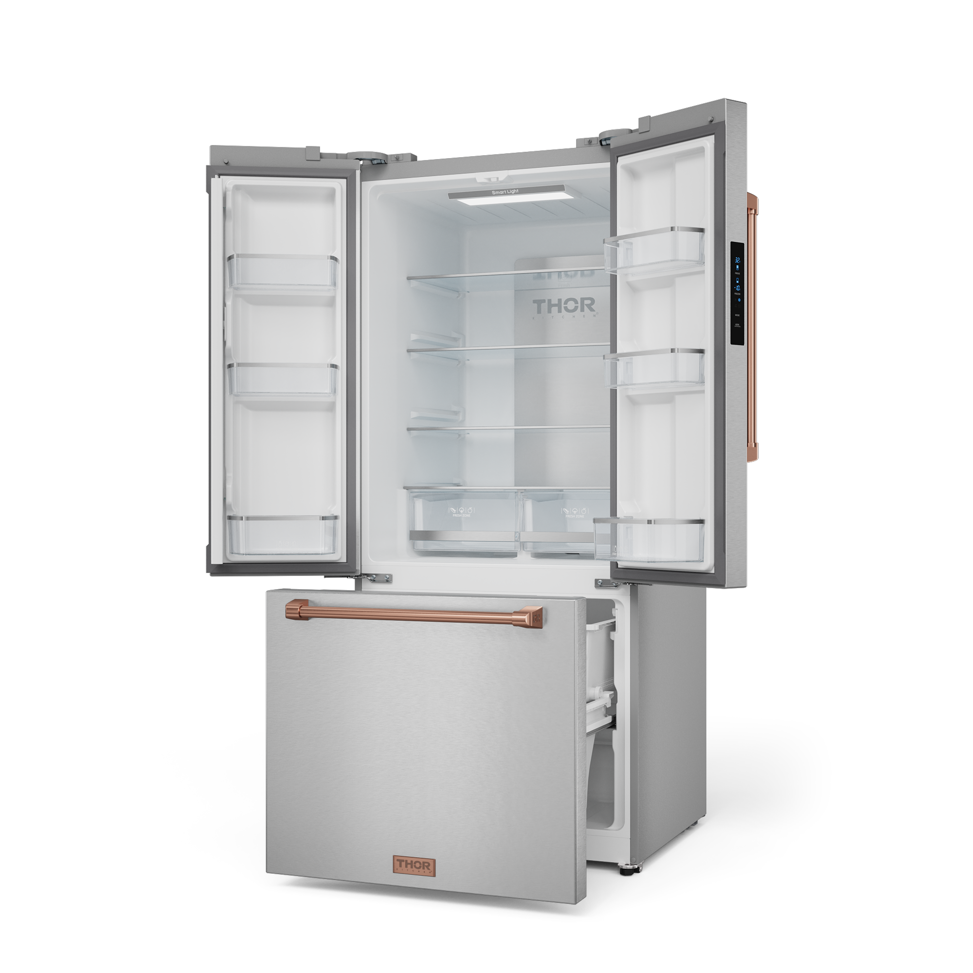 30 Inch 17.5 cu ft French Door Counter Depth Refrigerator with Ice Maker in Stainless Steel/Rose Gold | Gordon Ramsay Series - RF3017FFD99-RSG