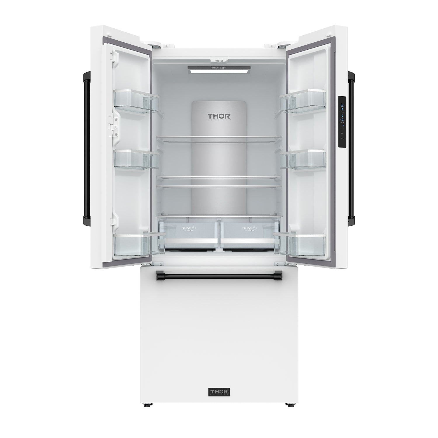 30 Inch French Door Counter Depth Refrigerator with Ice Maker – White/Black | Gordon Ramsay Series