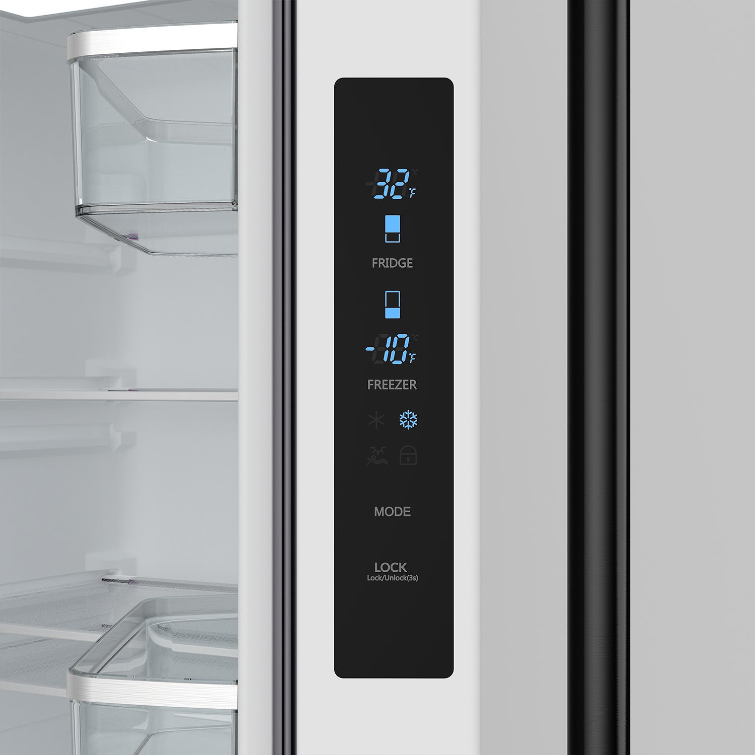 30 Inch French Door Counter Depth Refrigerator with Ice Maker – White/Black | Gordon Ramsay Series