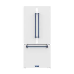 30 Inch French Door Counter Depth Refrigerator with Ice Maker – White/Blue | Gordon Ramsay Series
