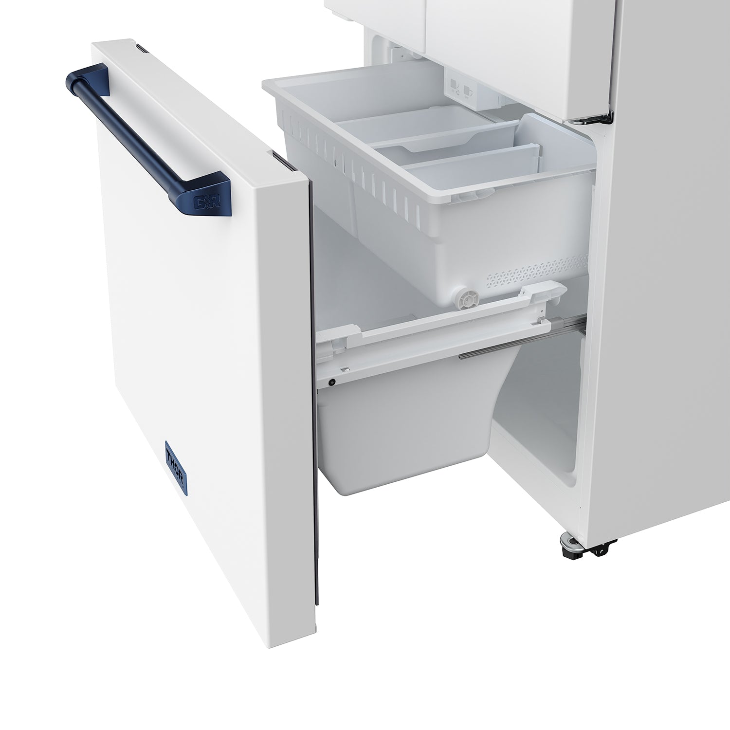 30 Inch French Door Counter Depth Refrigerator with Ice Maker – White/Blue | Gordon Ramsay Series