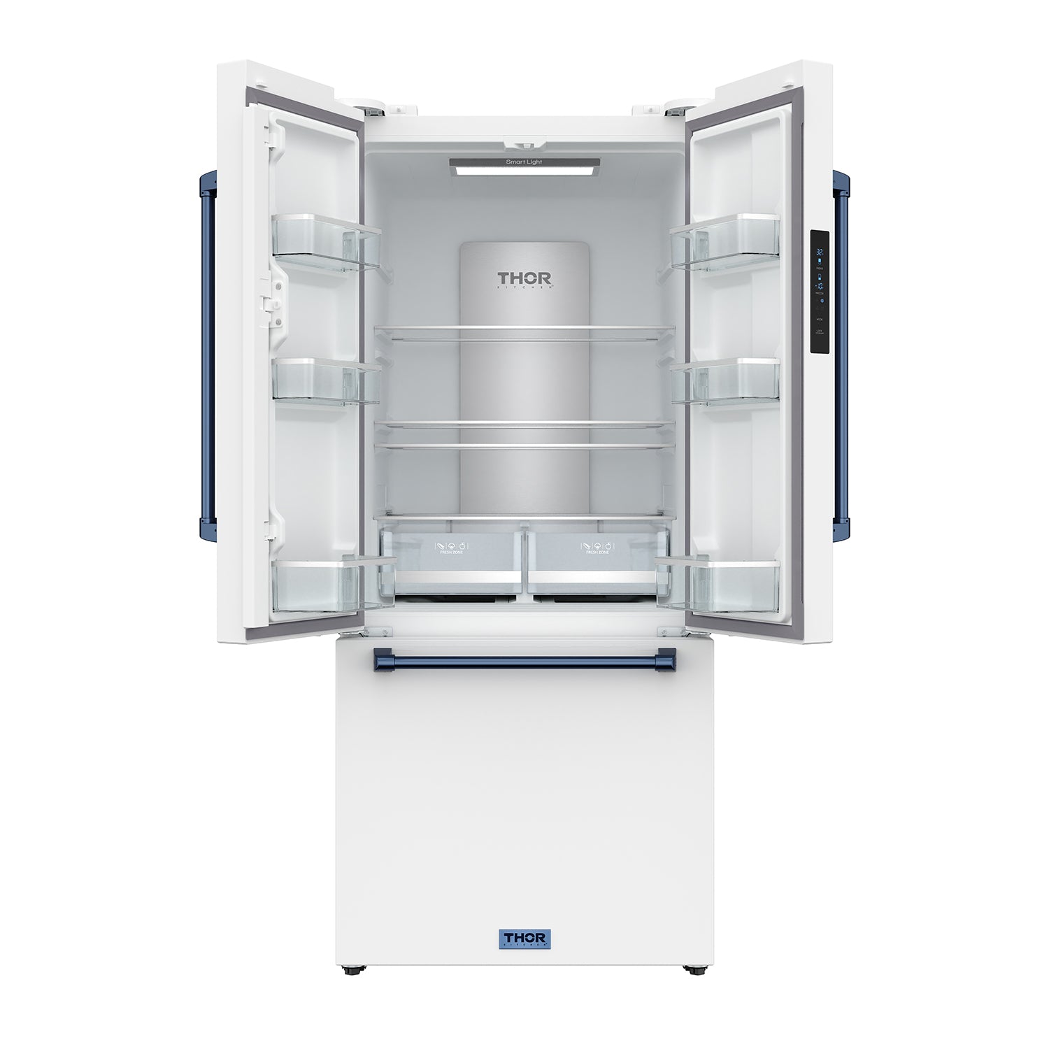 30 Inch French Door Counter Depth Refrigerator with Ice Maker – White/Blue | Gordon Ramsay Series