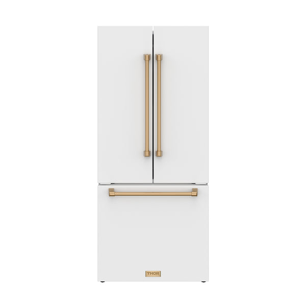 30-Inch White/Bronze French Door Counter Depth Refrigerator