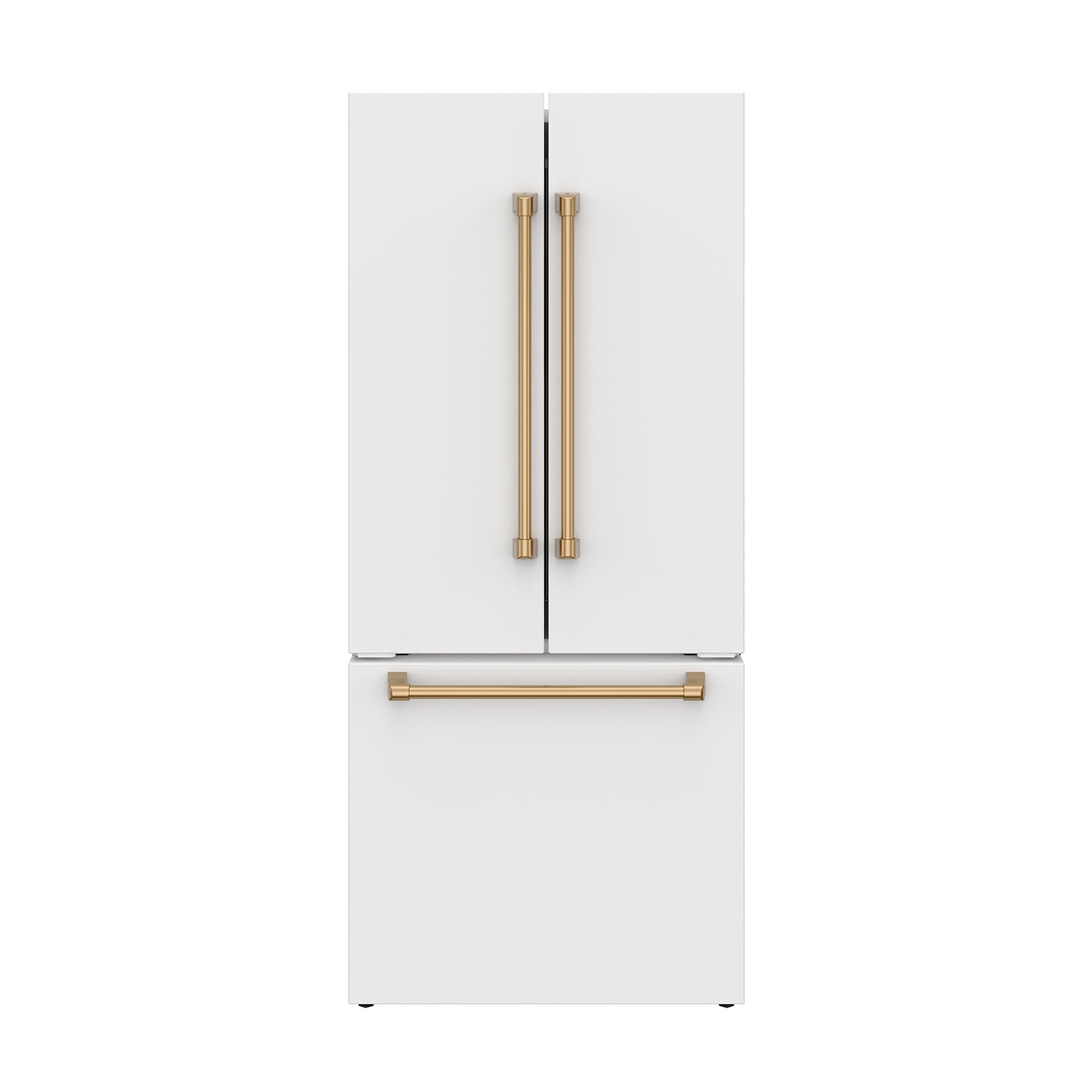 30 Inch French Door Counter Depth Refrigerator with Ice Maker – White/Bronze | Gordon Ramsay Series