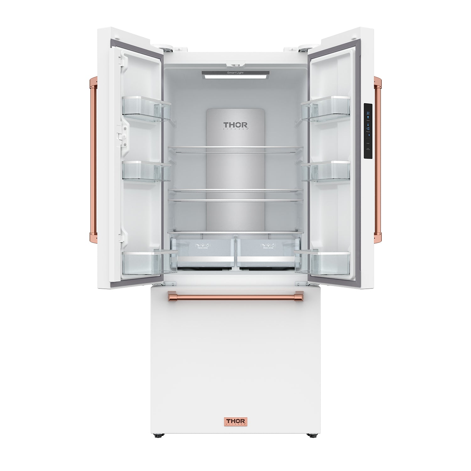 30 Inch French Door Counter Depth Refrigerator with Ice Maker – White/Rose Gold | Gordon Ramsay Series
